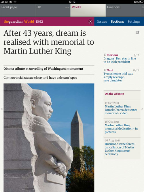 The Guardian auf dem iPad