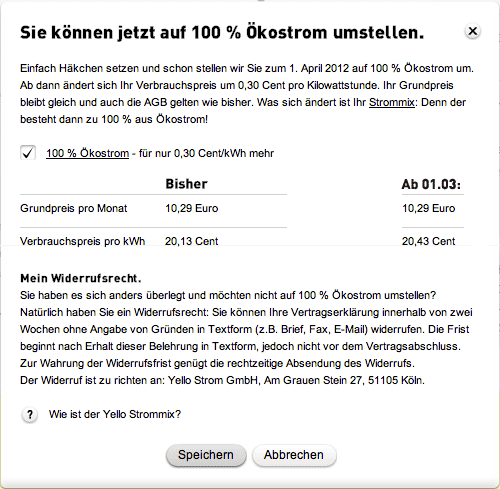 umgestellt auf 100 % Öko-Strom