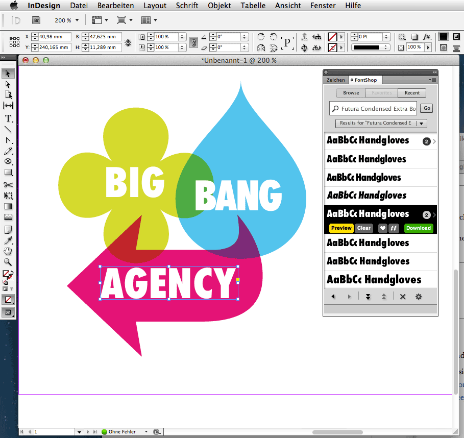 FontShop-Plugin in Aktion (InDesign)