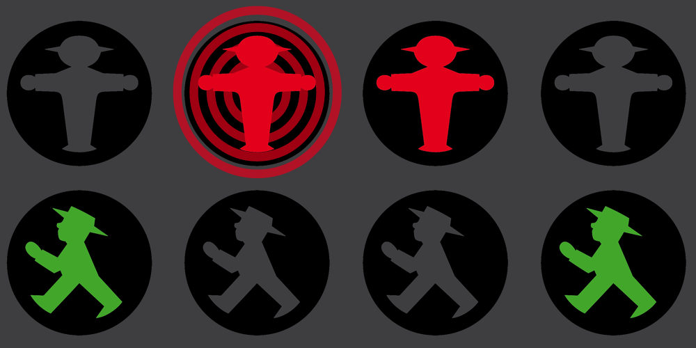 Ampelmännchen Rot blinkt