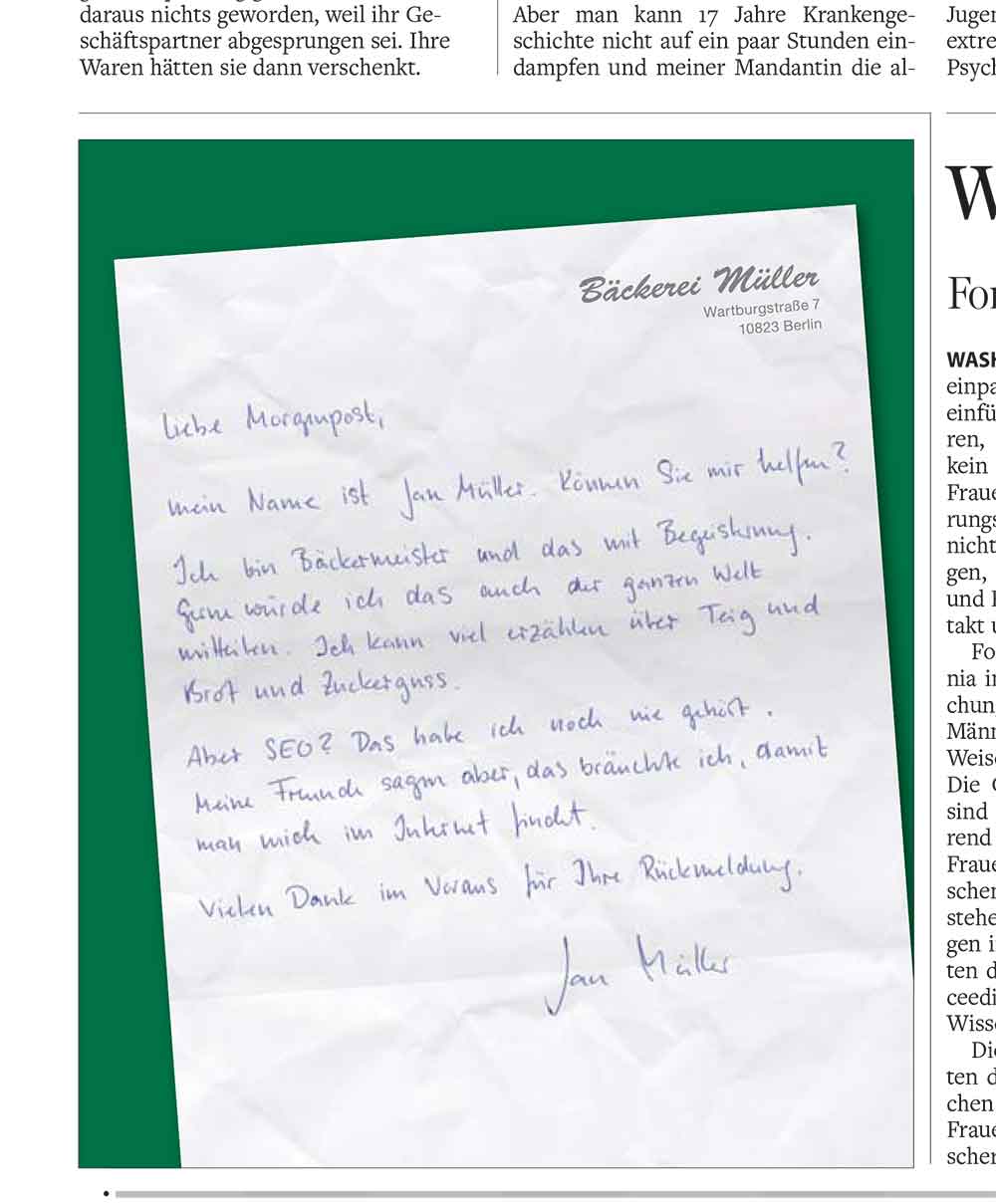 Morgenpost-Teaser-Anzeige für den eigenen Webdesign-Service