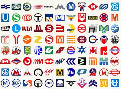 Logos von 136 U-Bahn-Systemen
