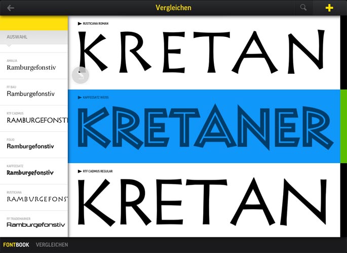 FontBook 2.0: Schriften vergleichen