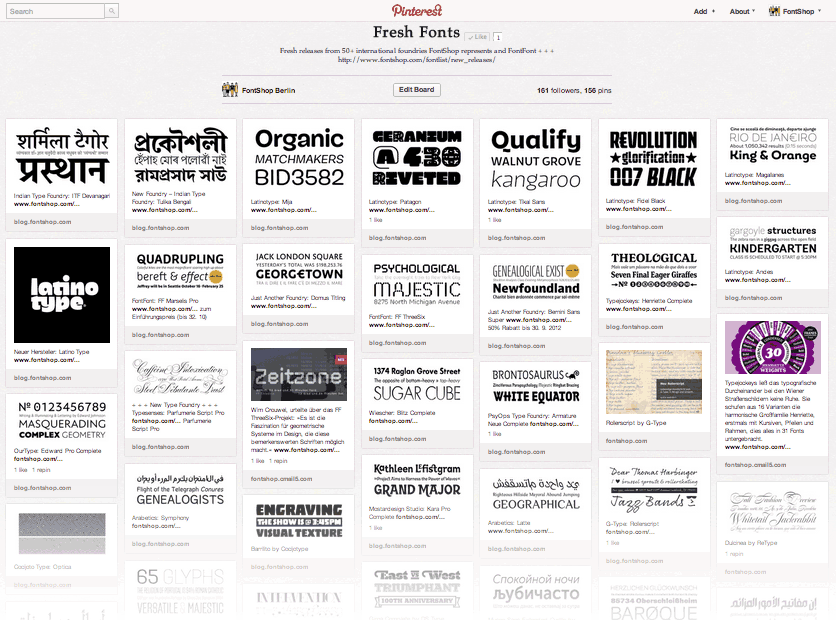 FontShop Pinterest Board »Fresh Fonts«