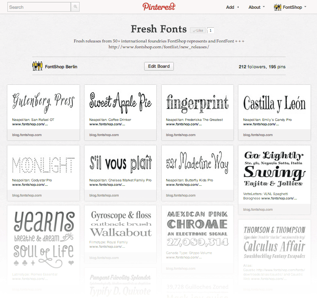 FontShop: Fresh-Fonts-Pinterest
