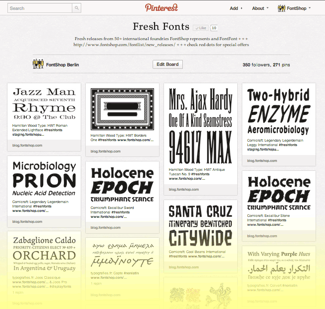 FontShop: Pinterest Board #freshfonts