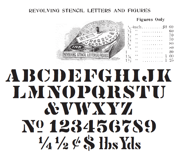 Vtg Stencil Font Us No 4  Astype